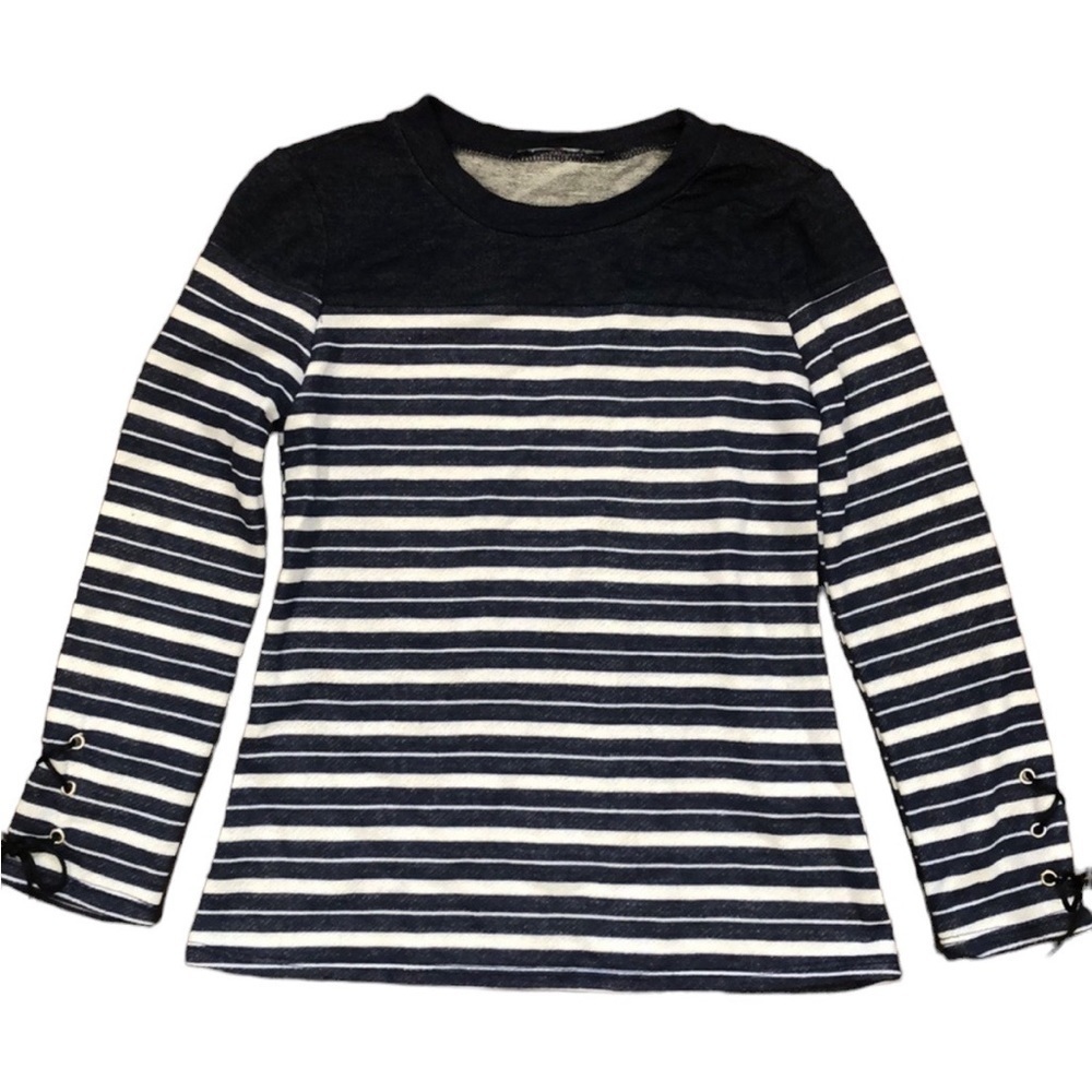 Girls Striped Long Sleeve Cotton Blend Top